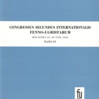 Congressus secundus internationalis Fenno-Ugristarum Helsingiae habitus 23.–28. VIII. 1965. Pars II. Acta ethnologica.