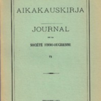 Suomalais-Ugrilaisen Seuran Aikakauskirja 71